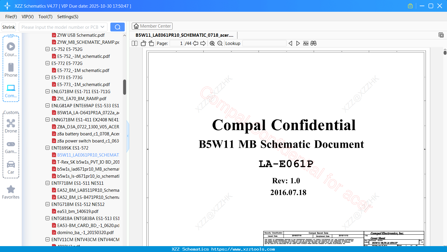Laptop B5W11_LAE061PR10_SCHEMATIC_0718_acer