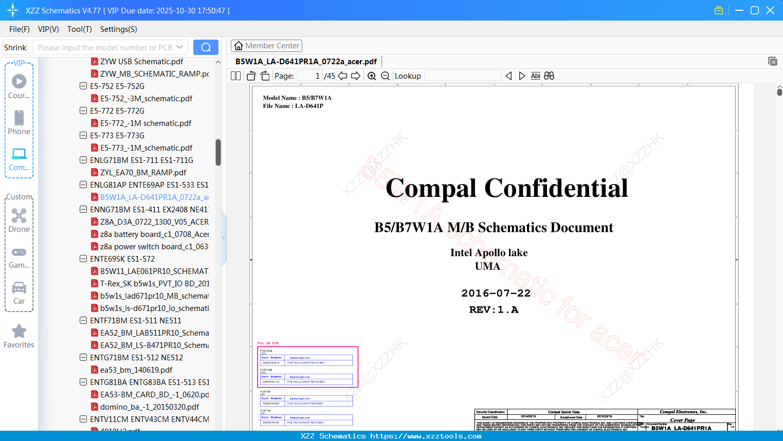 Laptop B5W1A_LA-D641PR1A_0722a_acer