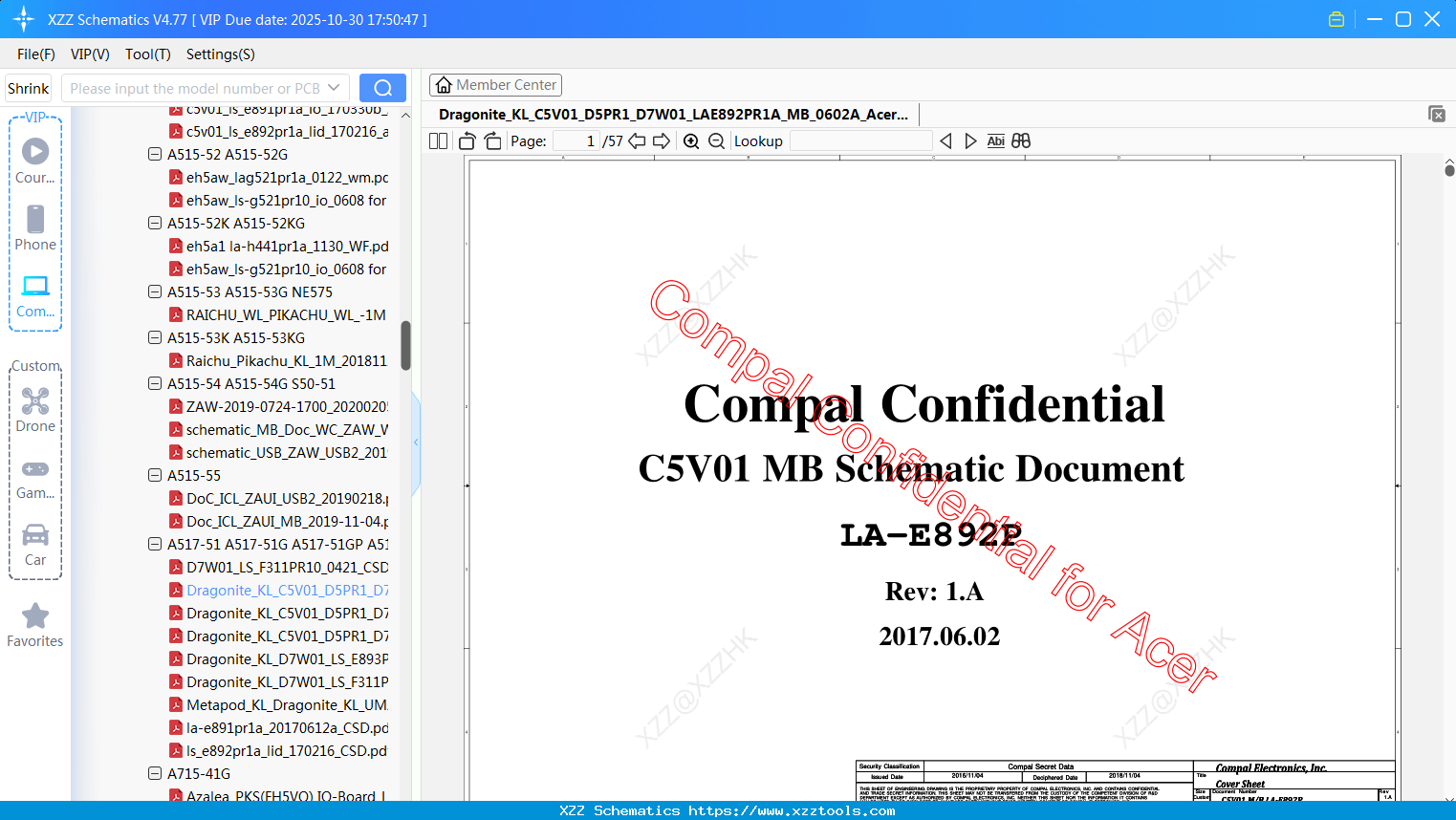 Laptop Dragonite_KL_C5V01_D5PR1_D7W01_LAE892PR1A_MB_0602A_Acer