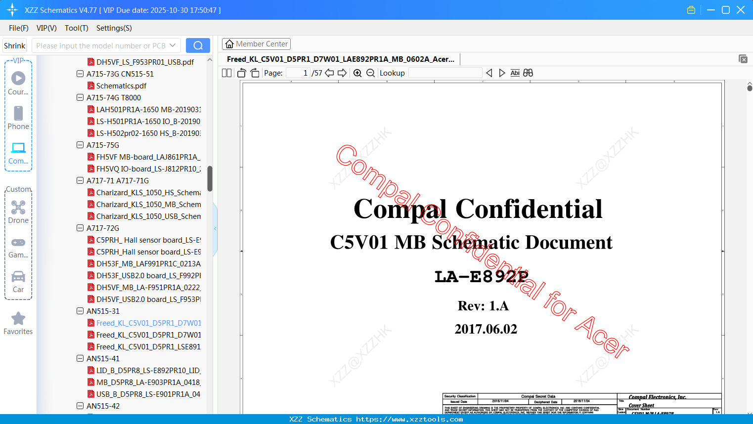 Laptop Freed_KL_C5V01_D5PR1_D7W01_LAE892PR1A_MB_0602A_Acer