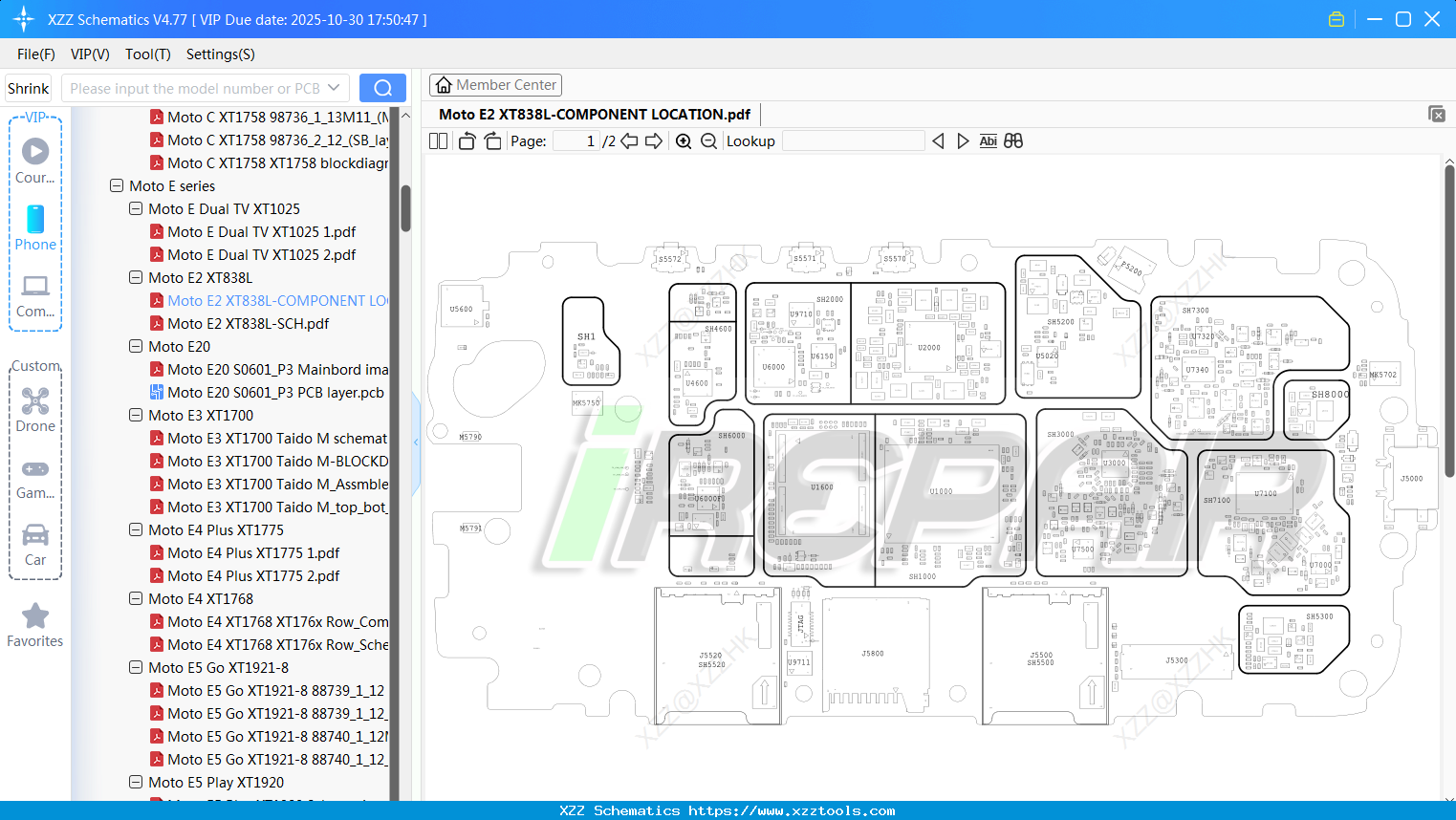 Motorola Moto E2 XT838L-COMPONENT LOCATION - XZZ Schematics