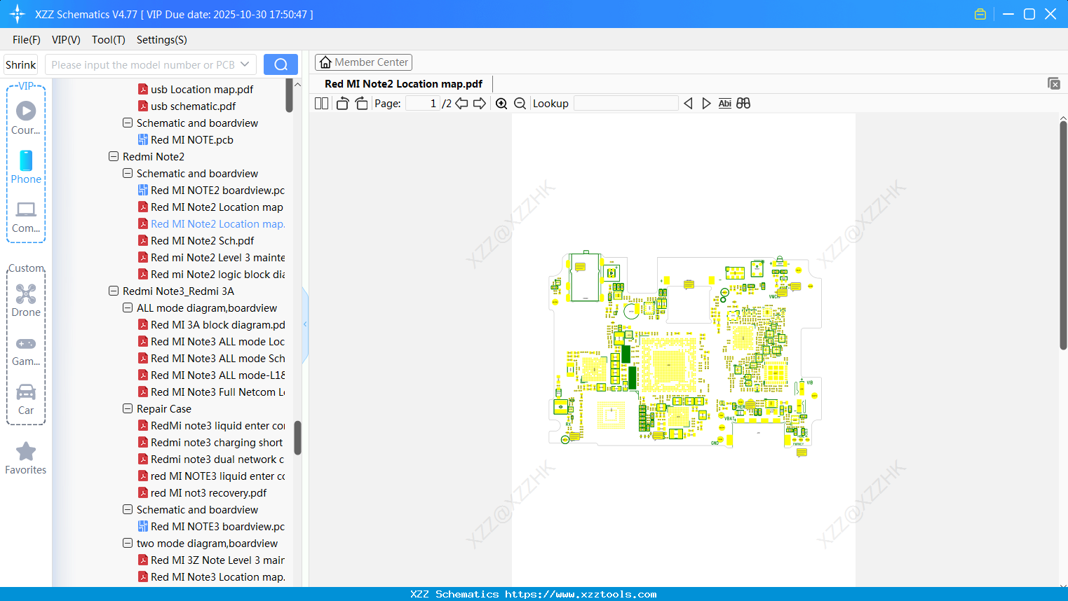 Xiaomi Redmi Note2 Location Map - XZZ Schematics