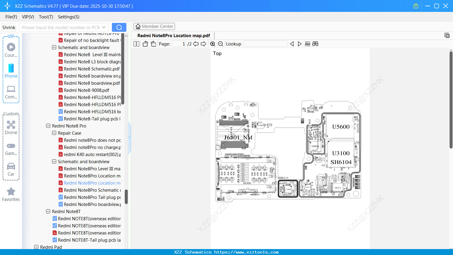 Xiaomi Redmi Note8Pro Location Map - XZZ Schematics