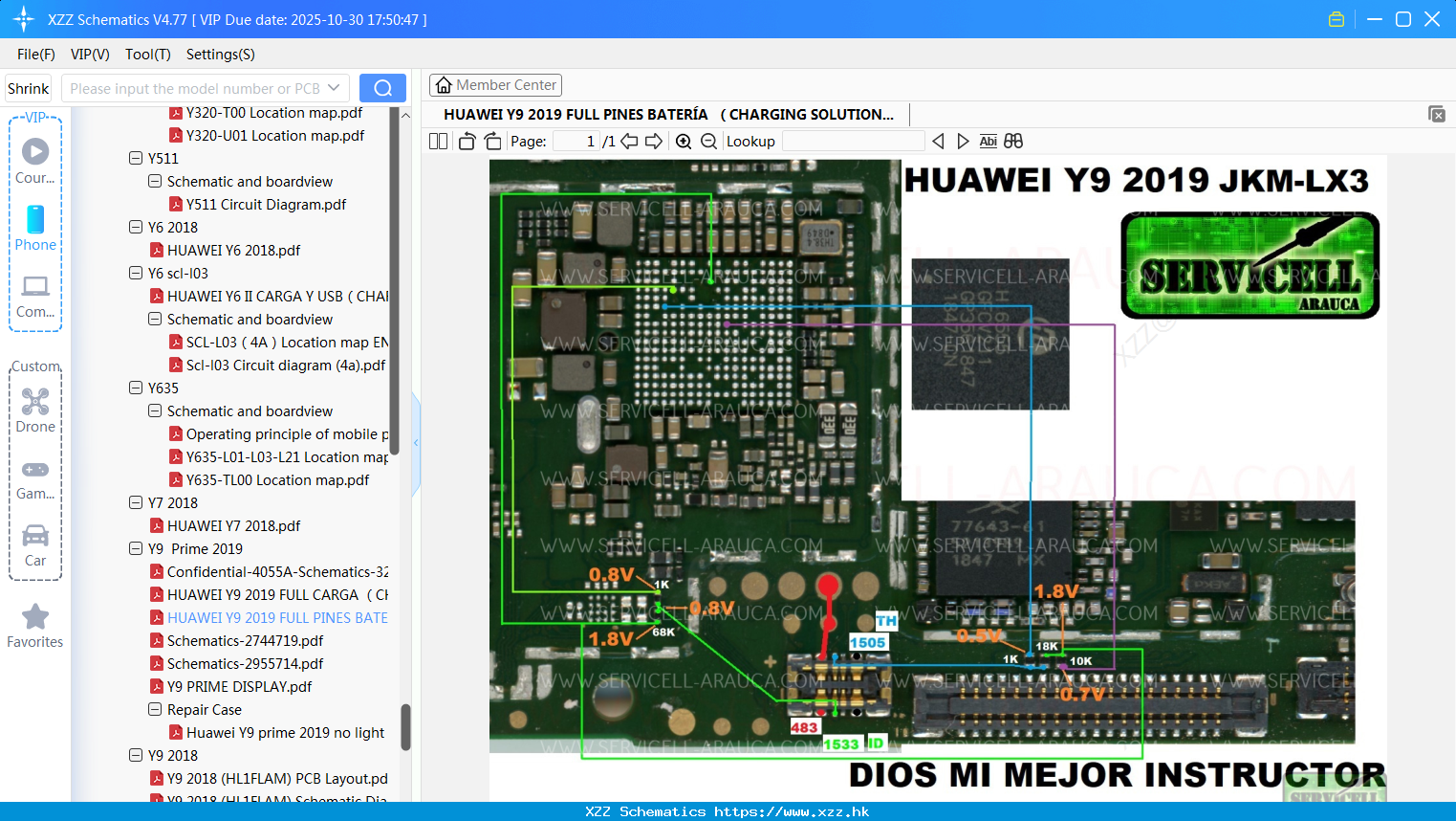 HUAWEI Y9 2019 FULL PINES BATERíA (CHARGING SOLUTION) - XZZ Schematics